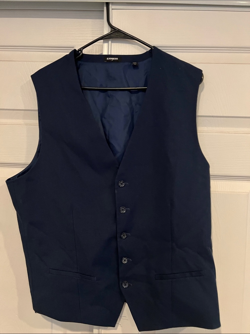 Express Men's Dark Navy Button-Front Dress Vest